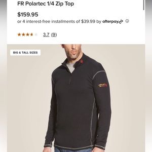 Mens Ariat FR Polartec 1/4 zip top